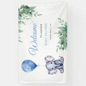 男の子ゾウの風船ブルーベビーシャワー 横断幕 (縦)