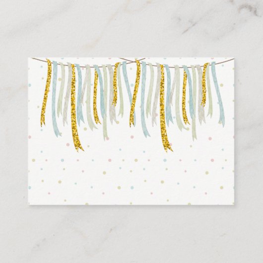 男の子ゾウ赤ちゃんシャワーおむつラッフル エンクロージャーカード (裏面)