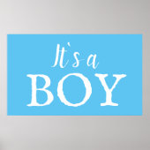 男の子タイポグラフィブルー男の赤ちゃんベイビーシャワー ポスター (正面)