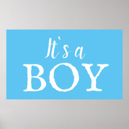 男の子タイポグラフィブルー男の赤ちゃんベイビーシャワー ポスター