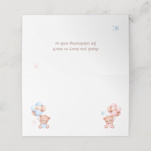 男の子ツインズテディベア赤ちゃんシャワー空白の プレイスカード (外部開封)