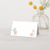 男の子ツインズテディベア赤ちゃんシャワー空白の プレイスカード (正面)