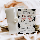 男の子ツインズホーリーカウテーマの赤ちゃんシャワー 招待状