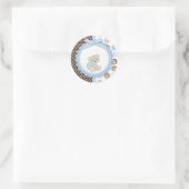 男の子テディベアありがとうラウンドステッカー ラウンドシール (バッグ)