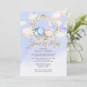 男の子テディベアかわいいウッドランド赤ちゃんシャワー郵便 招待状 (スタンド正面)