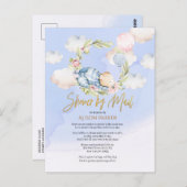 男の子テディベアかわいいウッドランド赤ちゃんシャワーI ポストカード (正面/裏面)