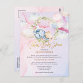 男の子テディベアキュート仮想ベビーシャワー招待状 ポストカード (正面/裏面)