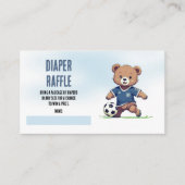 男の子テディベアサッカーベビーシャワーおむつラッフル エンクロージャーカード (正面)