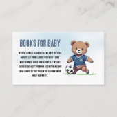 男の子テディベアサッカー赤ちゃんシャワー本ベビー エンクロージャーカード (正面)