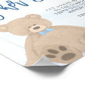 男の子テディベアブルーバルーンベビーシャワーベリーゲーム ポスター (角)