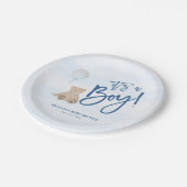 男の子テディベアブルーバルーンベビーシャワー ペーパープレート (アングル)