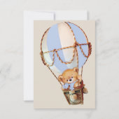 男の子テディベアブルーホットエアバルーン赤ちゃんシャワー 招待状 (裏面)