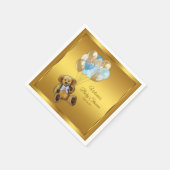 男の子テディベアベビーシャワーナプキン スタンダードカクテルナプキン (角)