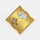 男の子テディベアベビーシャワーナプキン スタンダードランチョンナプキン (角)