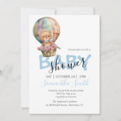 男の子テディベアリーウェイホットエアバルーンブルー 案内状 (正面)