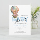 男の子テディベアリーウェイホットエアバルーンブルー 案内状 (スタンド正面)