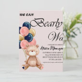 男の子テディベア我々は心から待つことができる サンキューカード (スタンド正面)