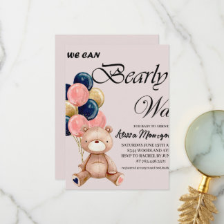 男の子テディベア我々は心から待つことができる サンキューカード