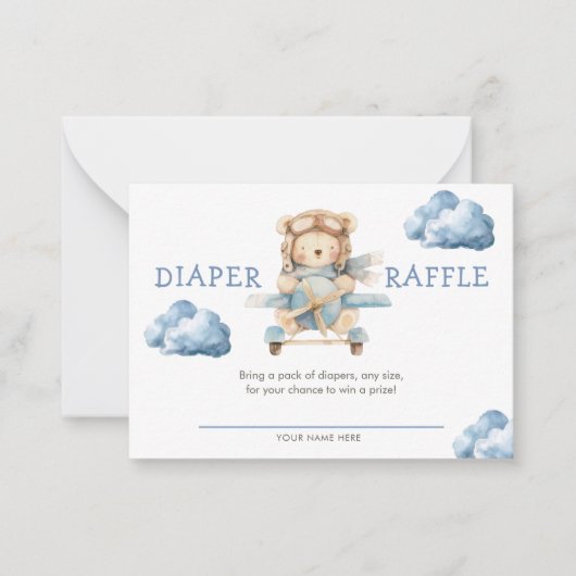 男の子テディベア我々は明らかに待つことができるおむつラッフル ノートカード (正面)