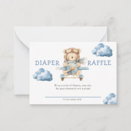 男の子テディベア我々は明らかに待つことができるおむつラッフル ノートカード