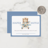 男の子テディベア我々は明らかに待つことができるおむつラッフル ノートカード (正面/裏面インサイチュ)