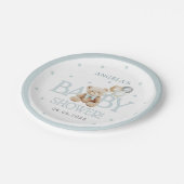 男の子テディベア我々は赤ちゃんシャワーを待つことができる ペーパープレート (アングル)