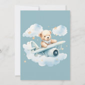 男の子テディベア我々は赤ちゃんシャワーを待つことができる 招待状 (裏面)