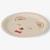 男の子テディベア誕生日パーティー赤 ペーパープレート (アングル)