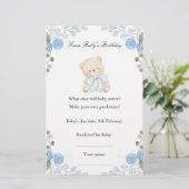 男の子テディベア誕生日推測ベイビーシャワーゲーム (スタンド正面)