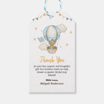 男の子テディベア赤ちゃんシャワーありがとうフラットカード