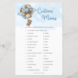 男の子テディベア青いアイボリーバルーン漫画ママ