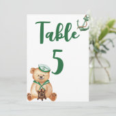 男の子テディ熊の赤ちゃんシャワーのテーブル番号 招待状 (スタンド正面)