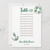 男の子テディ熊の赤ちゃんシャワーのテーブル番号 招待状 (裏面)