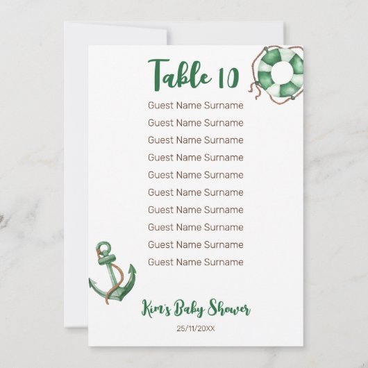 男の子テディ熊の赤ちゃんシャワーのテーブル番号 招待状 (裏面)