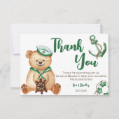 男の子テディ熊の赤ちゃんシャワー感謝していよ 招待状 (正面)