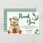 男の子テディ熊の赤ちゃんシャワー感謝していよ 招待状 (正面/裏面)