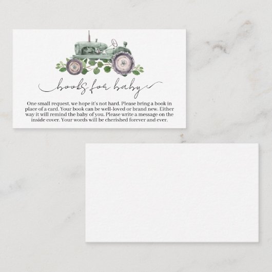 男の子トラクターの赤ちゃんシャワーベビー 名刺 (正面/裏面)