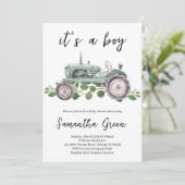 男の子トラクターの赤ちゃんシャワー 招待状 (スタンド正面)