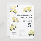 男の子トラック誕生日パーティー 招待状 (正面)