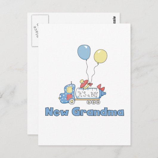 男の子トラックTシャツとギフトのおばあちゃん ポストカード (正面/裏面)