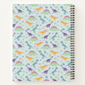 男の子トレンディーかわいい青Tレックス恐竜パターン ノートブック (裏面)