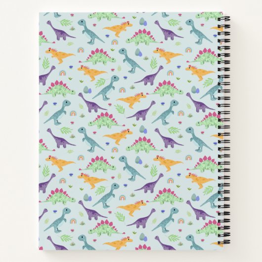 男の子トレンディーかわいい青Tレックス恐竜パターン ノートブック (裏面)