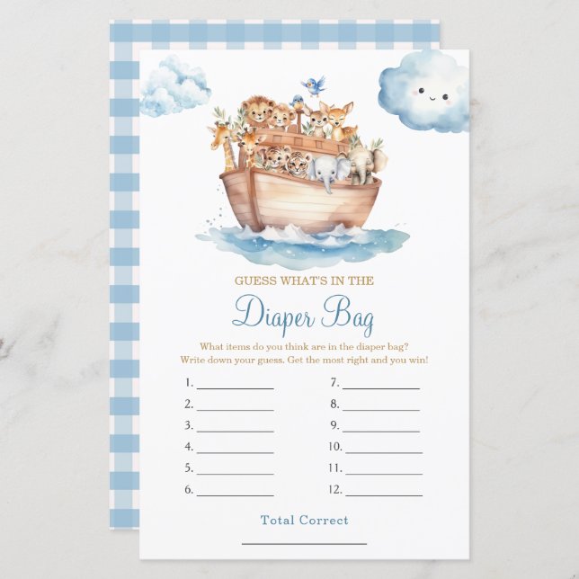 男の子ノアの箱舟の赤ちゃんシャワーおむつバッグ (正面/裏面)