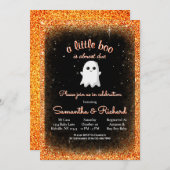 男の子ハロウィーンかわいい幽霊小さなブーベビーシャワー 招待状 (正面/裏面)