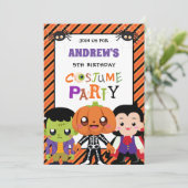 男の子ハロウィーンの衣装パーティー9誕生日 招待状 (スタンド正面)