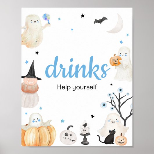 男の子ハロウィーン小さなブベビーシャワー飲み物 ポスター (正面)