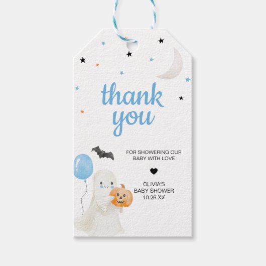 男の子ハロウィーン小さなブーはほとんどがメッセージカード ギフトタグ (正面)