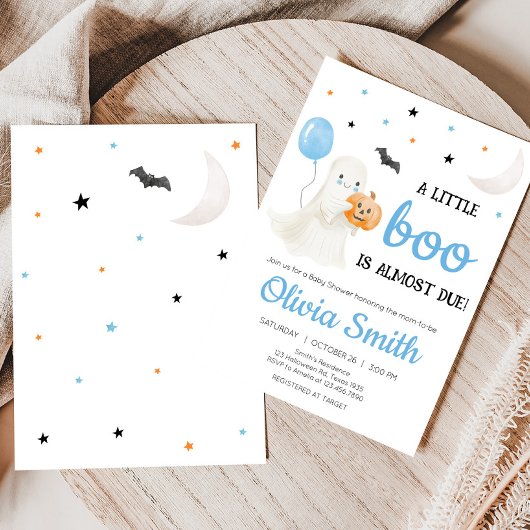 男の子ハロウィーン小さなブーはほとんどデューベイビーシャワー 招待状