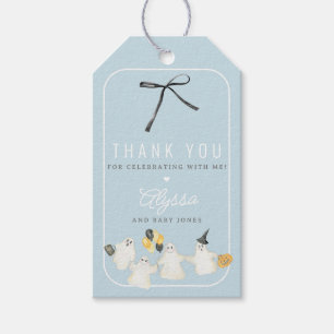 男の子ハロウィーン幽霊とブラックボウベビーシャワー ギフトタグ