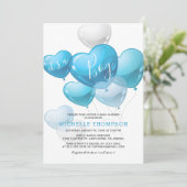 男の子ハートバルーンベイビーシャワー 招待状 (スタンド正面)